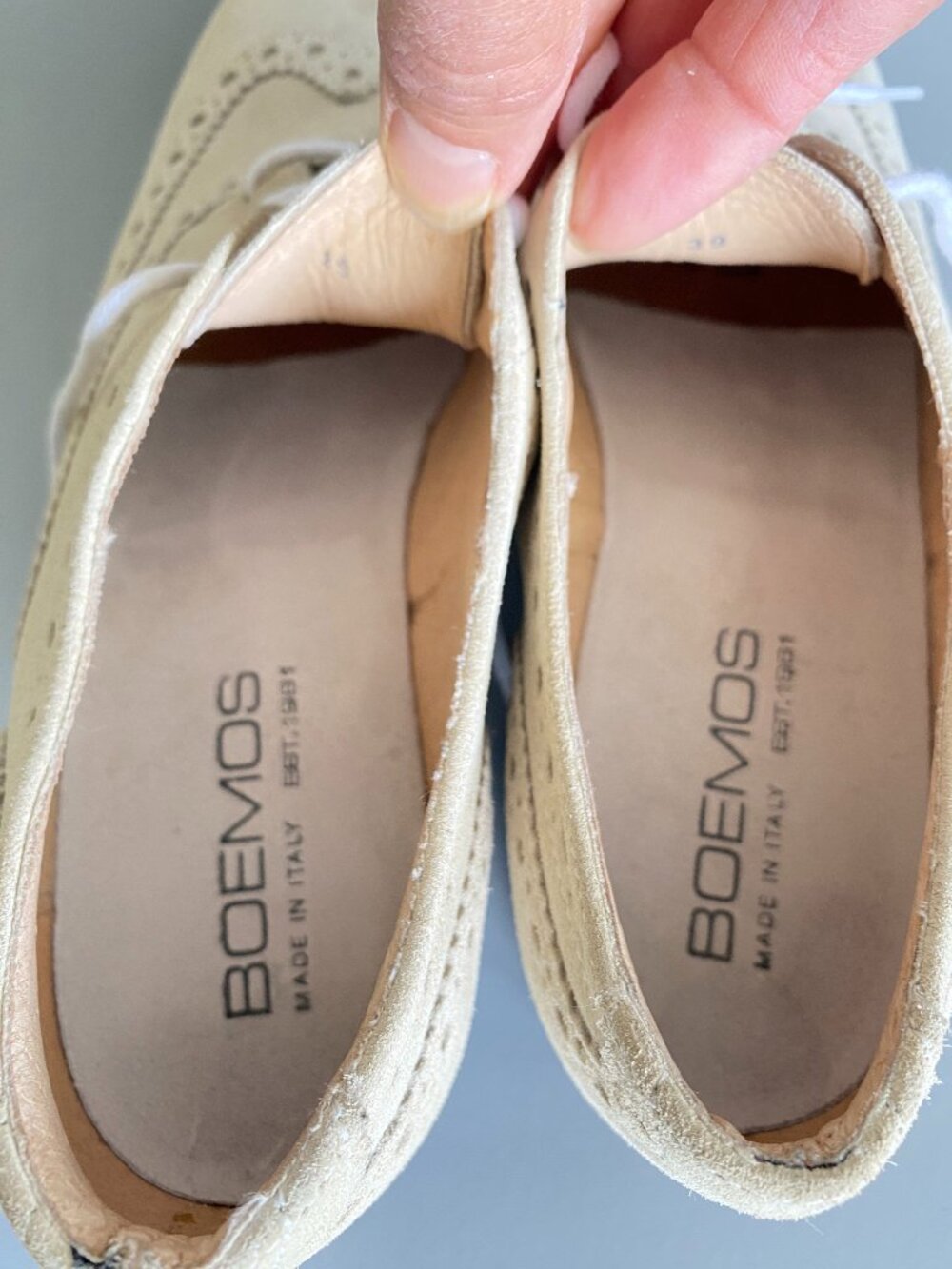 BOEMOS Cream Suede Wingtip Oxfords - Women's Flats & Loafers - Picture 7 of 12